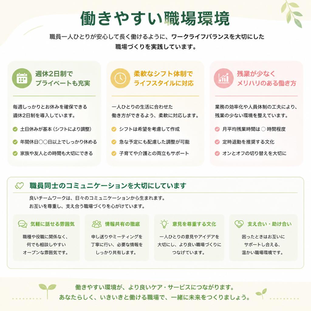 職場環境と働き方の特徴