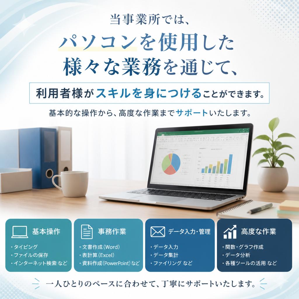 パソコンを使った幅広い作業