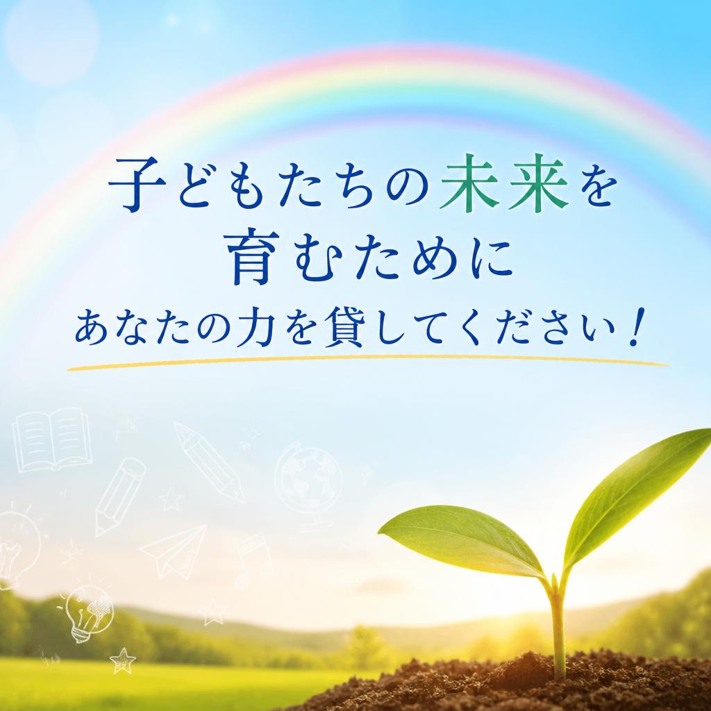 子どもたちの未来を育むためにあなたの力を貸してください！