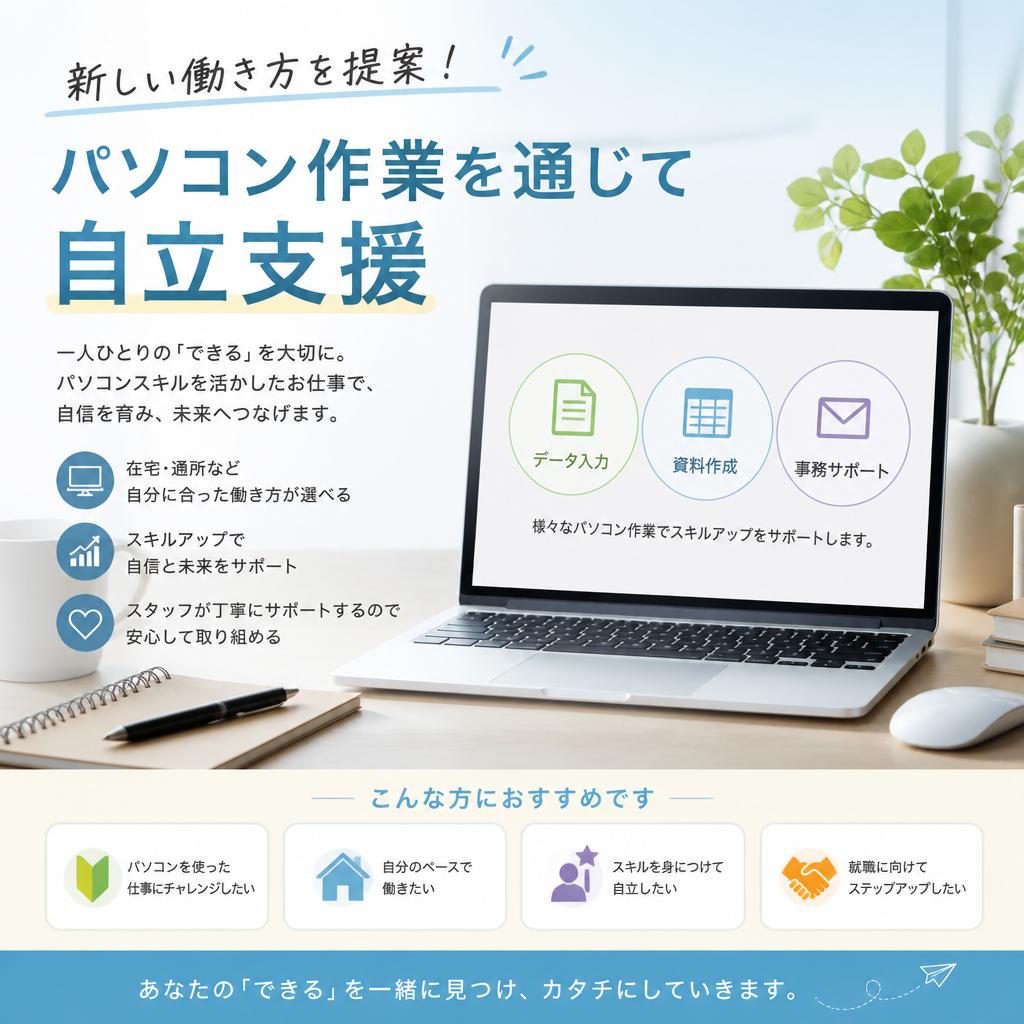 新しい働き方を提案！パソコン作業を通じて自立支援
