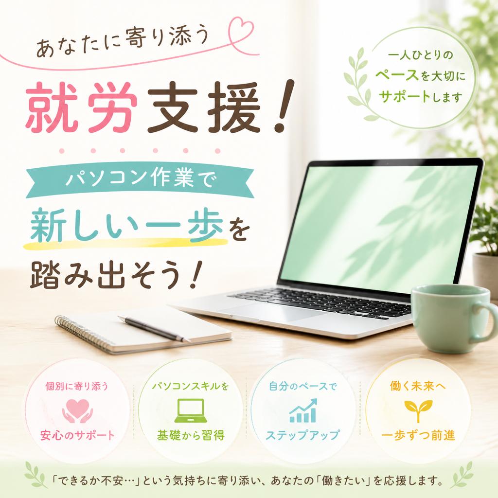 あなたに寄り添う就労支援！パソコン作業で新しい一歩を踏み出そう！