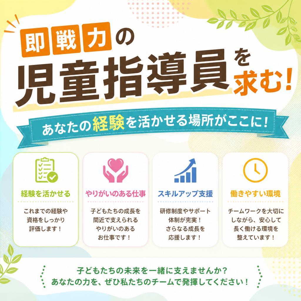 即戦力の児童指導員を求む！あなたの経験を活かせる場所がここに！