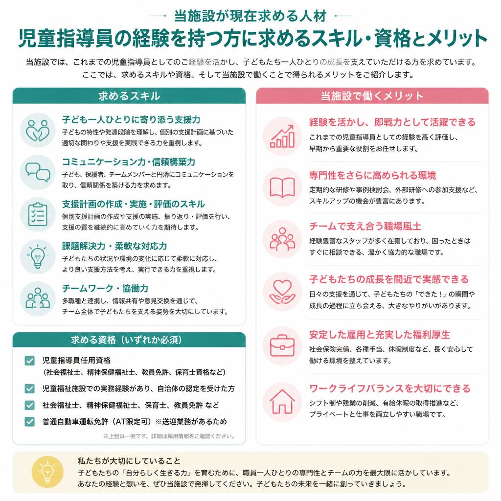 求む！児童指導員経験者の即戦力