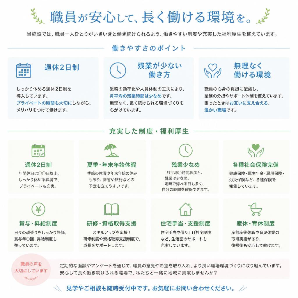 充実した働き方とサポート体制