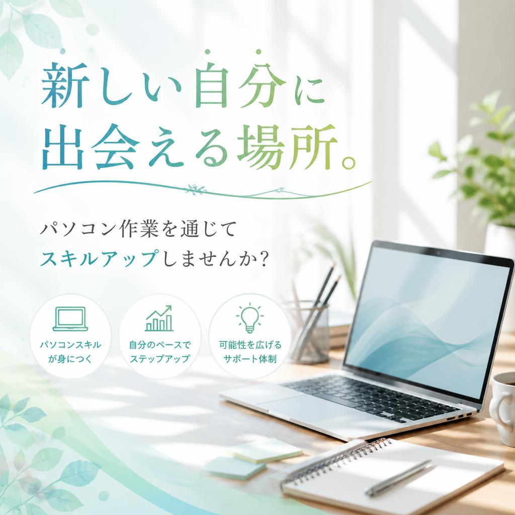 新しい自分に出会える場所。パソコン作業を通じてスキルアップしませんか？