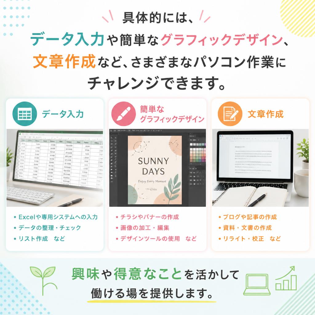 パソコン作業の内容