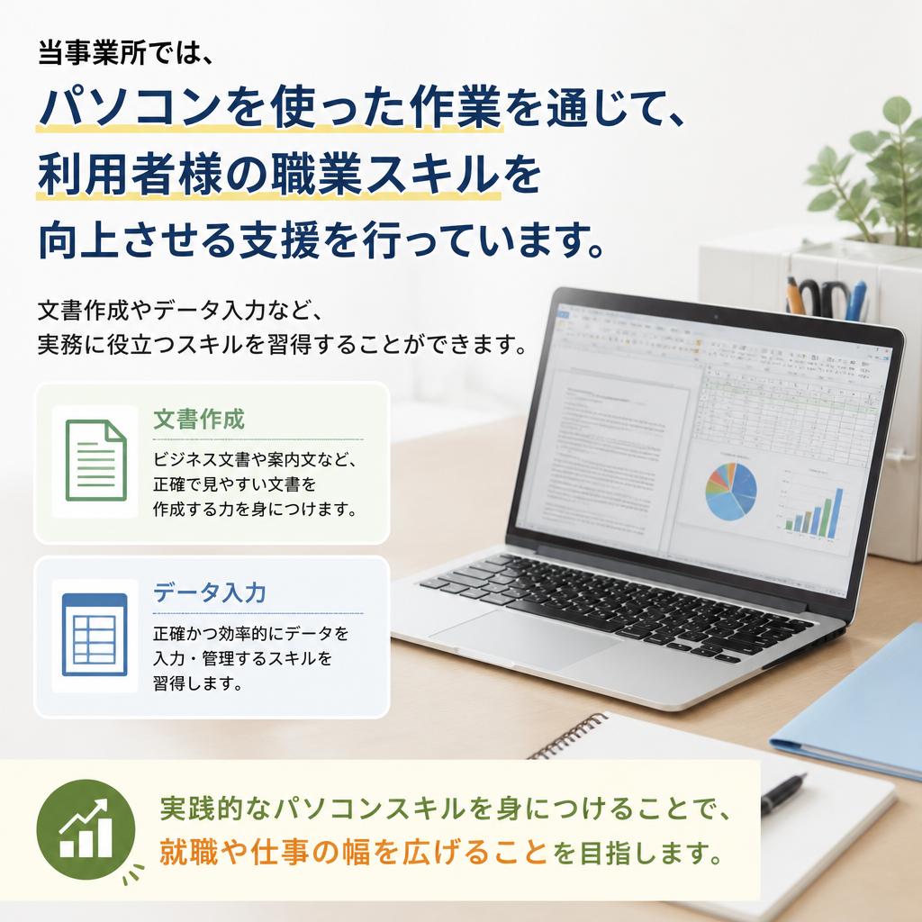 パソコン作業を中心にした支援