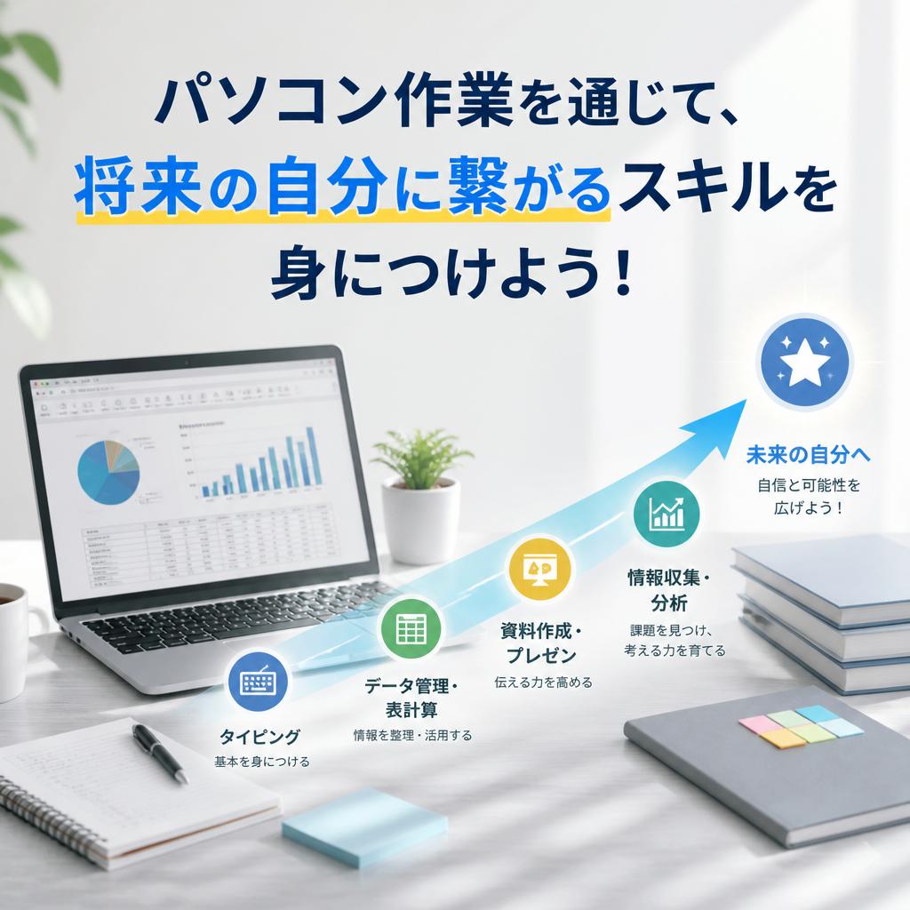 パソコン作業を通じて、将来の自分に繋がるスキルを身につけよう！