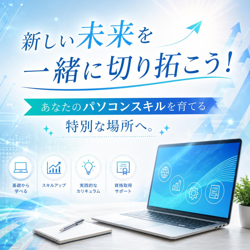 新しい未来を一緒に切り拓こう！あなたのパソコンスキルを育てる特別な場所へ。